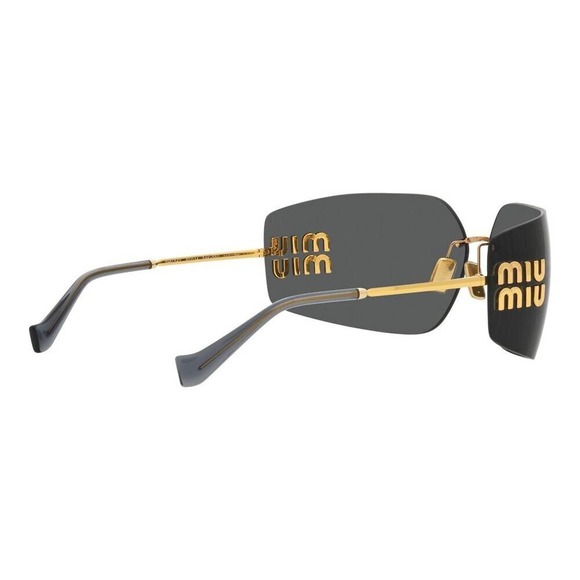 Miu Miu Sunglasses MU 54YS Gold Dark Grey 5AK5/S0 Women Wrap Logo AUTHENTIC main image 5